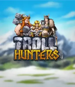 Immerse yourself in "Troll Hunters," where fierce Viking warriors prepare to battle their foes. The logo displays a pair of Vikings, male and female, equipped with weapons, with a frosty mountainous backdrop. They exude strength and courage, capturing the core of the game's adventurous theme.